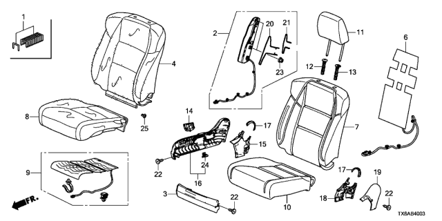 2018 Acura ILX Front Seat (R.) (Power Seat) Diagram