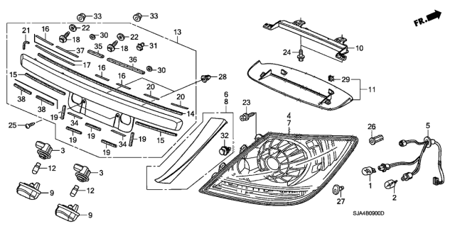 2006 Acura RL Rear License Garnish Assembly (Meteor Silver Metallic) Diagram for 74890-SJA-A01ZA