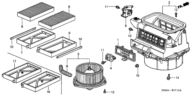 2004 Acura RSX 3 Door BASE KA 5MT Heater Blower Diagram