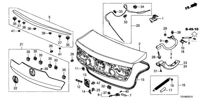 2021 Acura TLX Cushion, Trunk Hinge Diagram for 74822-SW5-003