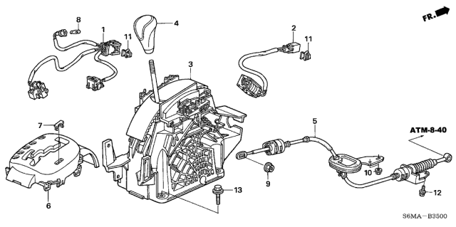2006 Acura RSX 3 Door BASE KA 5AT Select Lever Diagram