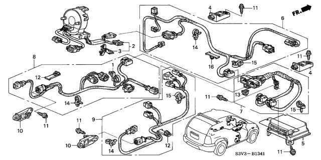 2003 Acura MDX Wire Harness, Passenger Side Srs Side Diagram for 77965-S3V-A02