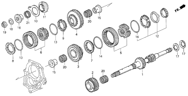 1993 Acura Vigor Gear, Mainshaft Fifth Diagram for 23581-PW8-A00