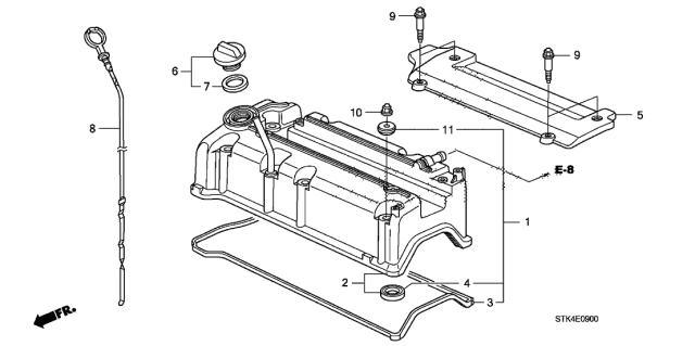 2010 Acura RDX Cylinder Head Cover Diagram