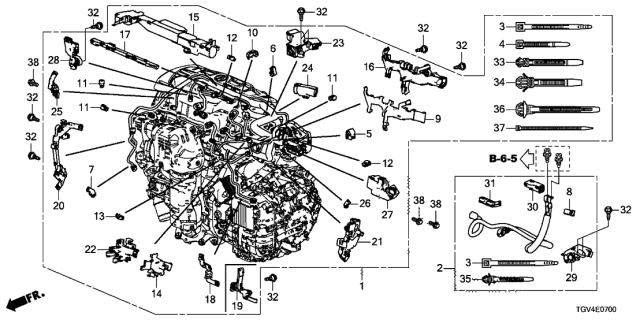 2021 Acura TLX Holder, Engine Harness (Lower) (Head) (Front ) Diagram for 32135-6B2-A01