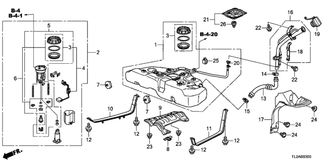 2014 Acura TSX Fuel Pump Module Set Diagram for 17045-TP1-A00