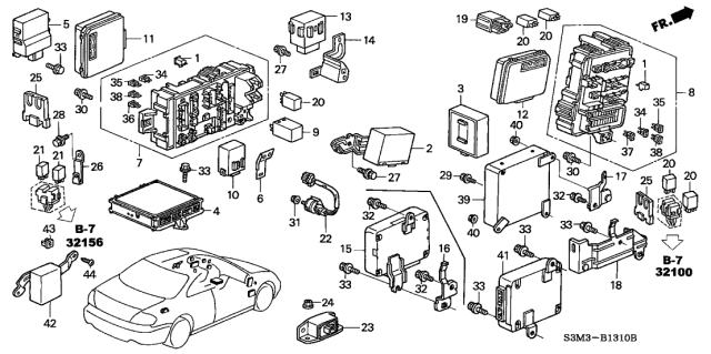 2001 Acura CL Control Unit - Cabin Diagram