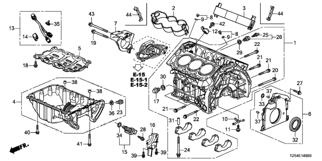 2014 Acura MDX Cylinder Block - Oil Pan Diagram