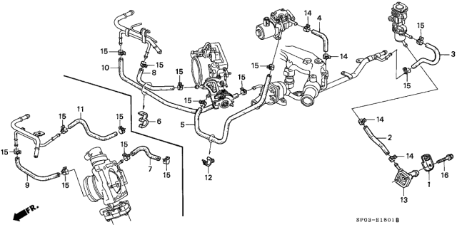 1993 Acura Legend Clamp B, Water Hose Diagram for 19529-PY3-000