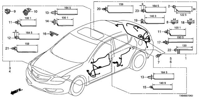 2013 Acura ILX Door Wire Harness (Passenger Side) Diagram for 32752-TX6-A10