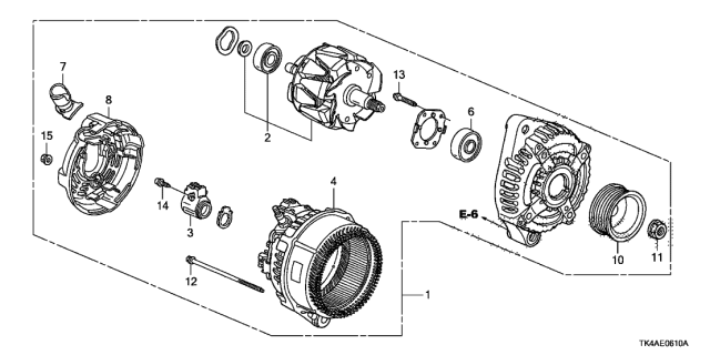 2013 Acura TL Alternator Compatible Diagram for 31100-RGW-A01