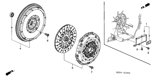 2004 Acura TL Transmission Flywheel Diagram for 22100-RCA-006