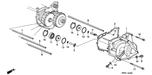 2003 Acura NSX AT Left Side Cover Diagram