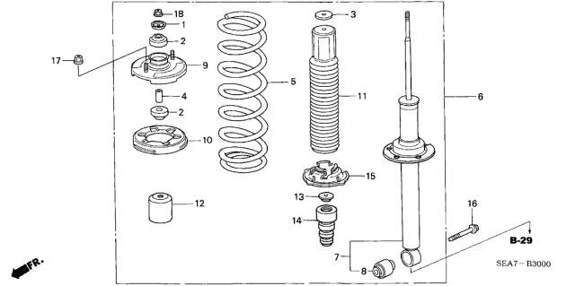 2005 Acura TSX Rear Shock Absorber Unit Diagram for 52611-SEC-A04