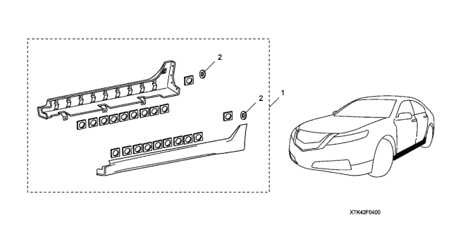 2013 Acura TL Side Under Body Spoiler Diagram