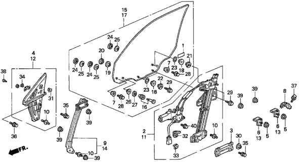 1995 Acura TL Front Door Window Diagram