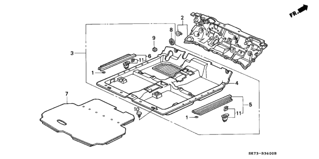 1993 Acura Integra 3 Door RS KL 5MT Floor Mat Diagram