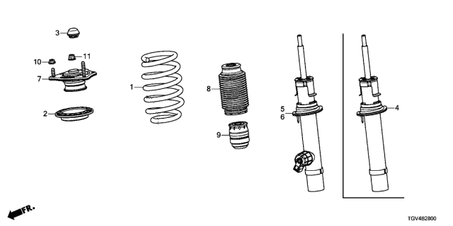 2021 Acura TLX Front Rubber Diagram for 51670-TGV-A01