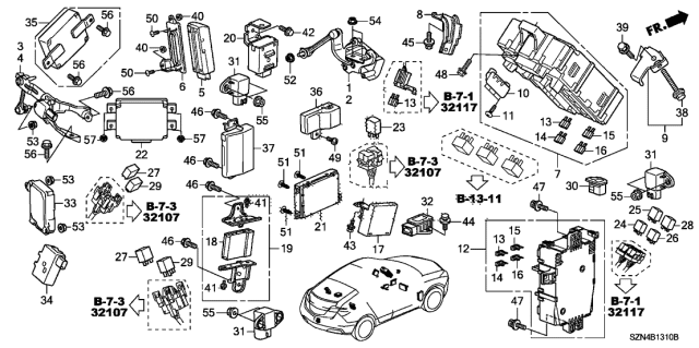 2010 Acura ZDX 5 Door TECH KA 6AT Control Unit - Cabin Diagram 1