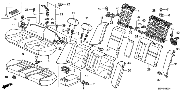 2004 Acura TSX Left Rear Seat Back Cover (Moon Lake Gray) (Leather) Diagram for 82521-SEC-A51ZD