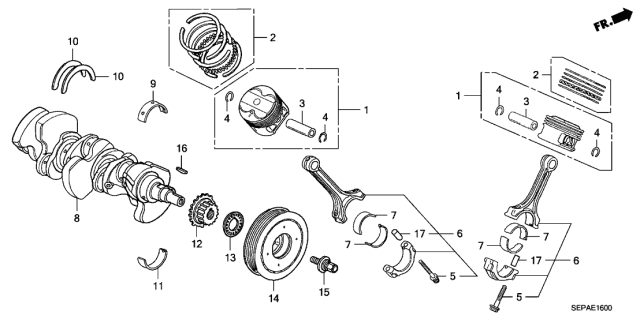 2008 Acura TL Crankshaft - Piston Diagram