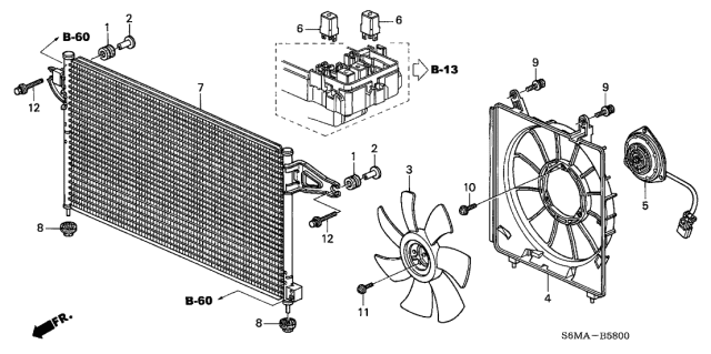 2006 Acura RSX 3 Door BASE KA 5MT A/C Condenser Diagram