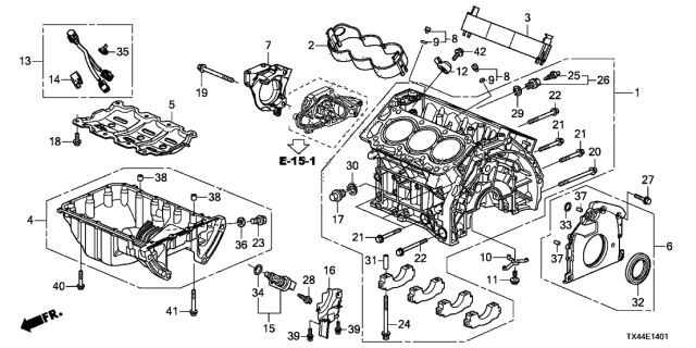 2018 Acura RDX 5 Door TECH (2WD) KA 6AT Cylinder Block - Oil Pan Diagram