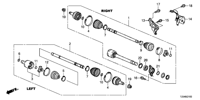 2014 Acura MDX Inboard Joint Diagram for 44310-TZ5-A11