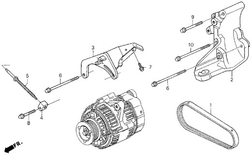 1994 Acura Legend 2 Door LS KA 6MT Alternator Bracket Diagram