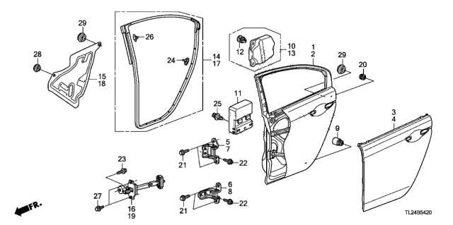 2010 Acura TSX Rear Door Panels Diagram