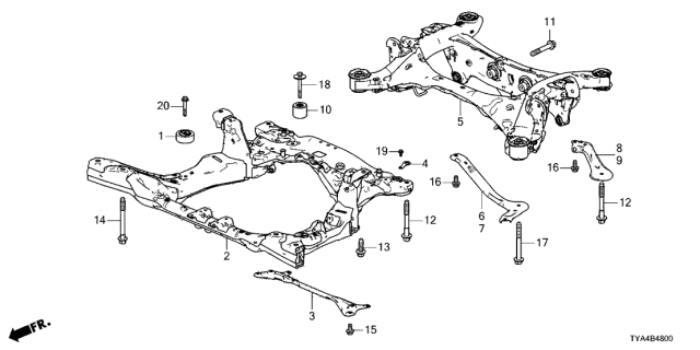 2022 Acura MDX Sub-Frame Component, Front Diagram for 50210-TYA-A13