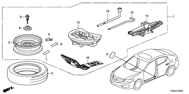 2018 Acura ILX Trunk Spare Tire Diagram for 84541-T3R-A20