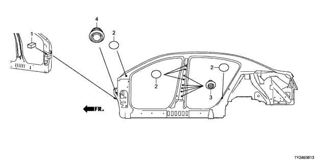 2014 Acura RLX 4 Door TECH (HYBRID) KA DCT Grommet Diagram 2