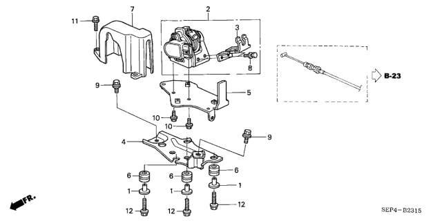 2004 Acura TL Stay, Accelerator Pedal Sensor Diagram for 37977-RCA-A00