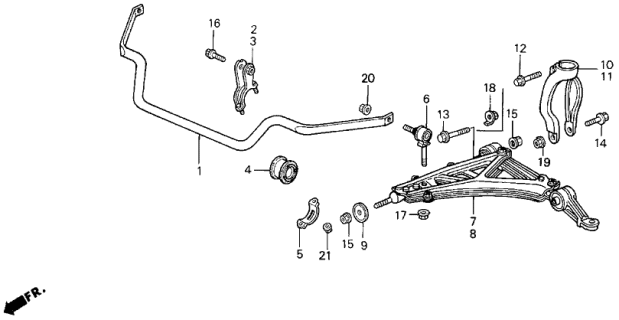 1994 Acura Legend 2 Door L KA 6MT Front Lower Arm Diagram