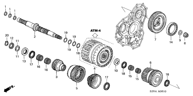 2002 Acura MDX AT Secondary Shaft Diagram