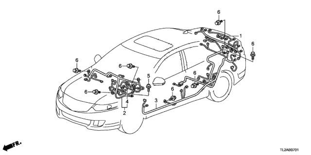 2013 Acura TSX Wire Harness, Driver Side Diagram for 32160-TL0-A01