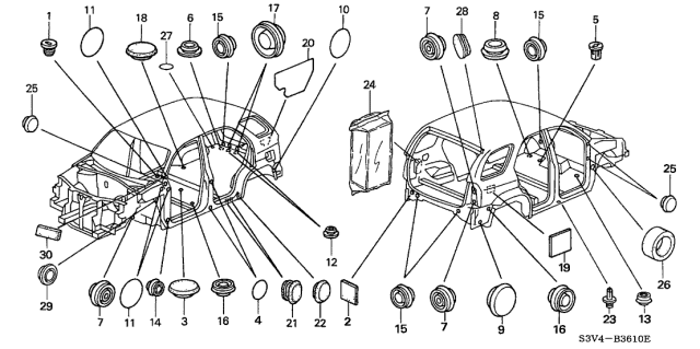 2005 Acura MDX Grommet Diagram