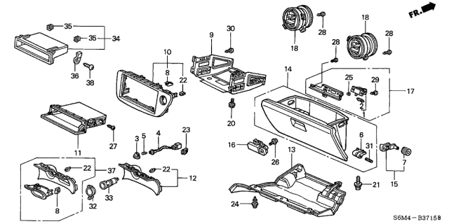 2005 Acura RSX Glove Box Striker Diagram for 77541-S6M-A01