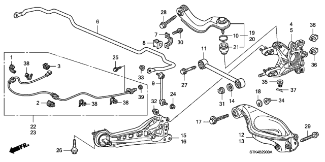 2009 Acura RDX Rear Lower Arm Diagram