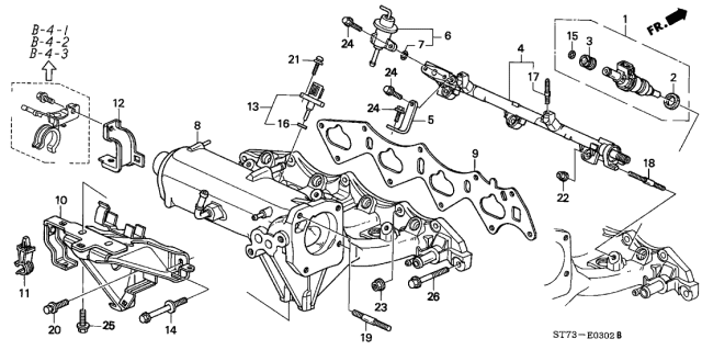 1998 Acura Integra Stay, Intake Manifold Diagram for 17132-P73-000