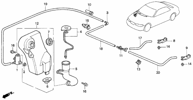 1997 Acura TL 4 Door BAS2.5 KA 4AT Windshield Washer Diagram