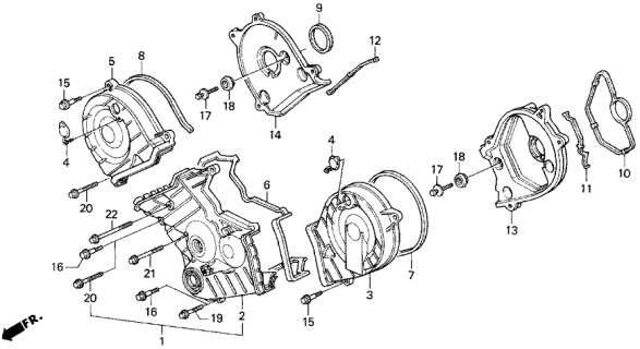 1993 Acura Legend 2 Door LS KA 6MT Timing Belt Cover Diagram