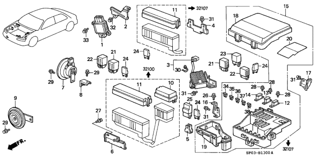 1994 Acura Legend Cover, Multi Relay (S) Diagram for 38181-SP0-A01