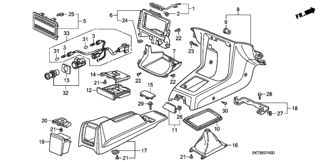 1991 Acura Integra Ashtray Assembly, Rear (Silky Ivory) Diagram for 83480-SK7-A01ZG