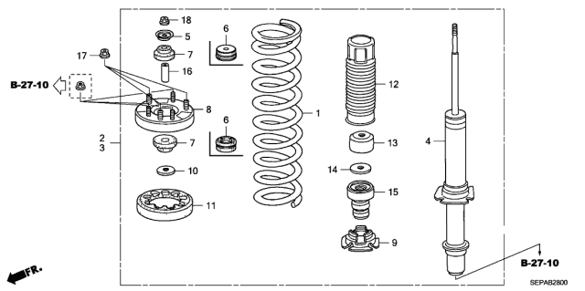 2008 Acura TL Front Damper Flange Nut Diagram for 90300-SEP-A01
