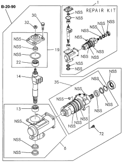 1996 Acura SLX 4 Door 4LS (PREMIUM) KA 4AT Steering Unit Diagram