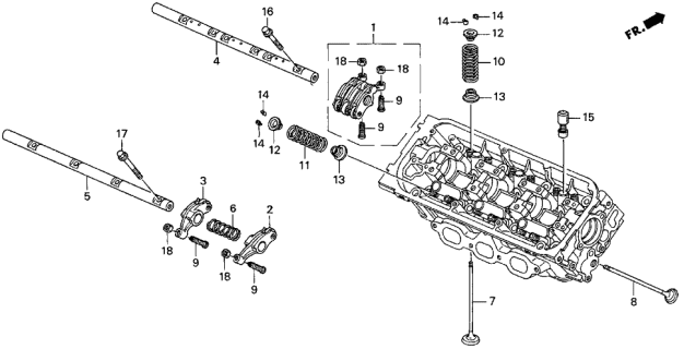 1998 Acura CL 2 Door BAS3.0 KL 4AT Valve - Rocker Arm (Rear) Diagram