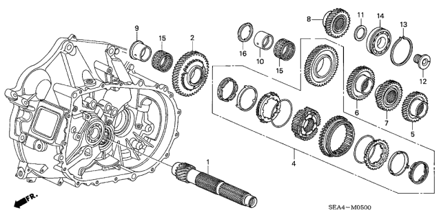 2007 Acura TSX MT Countershaft Diagram