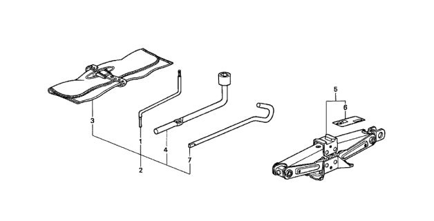 1994 Acura Integra 3 Door GS-R KA 5MT Tools - Jack Diagram